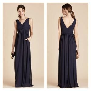 Birdy Grey Lianna Chiffon Bridesmaid Maxi Dress S Blue
